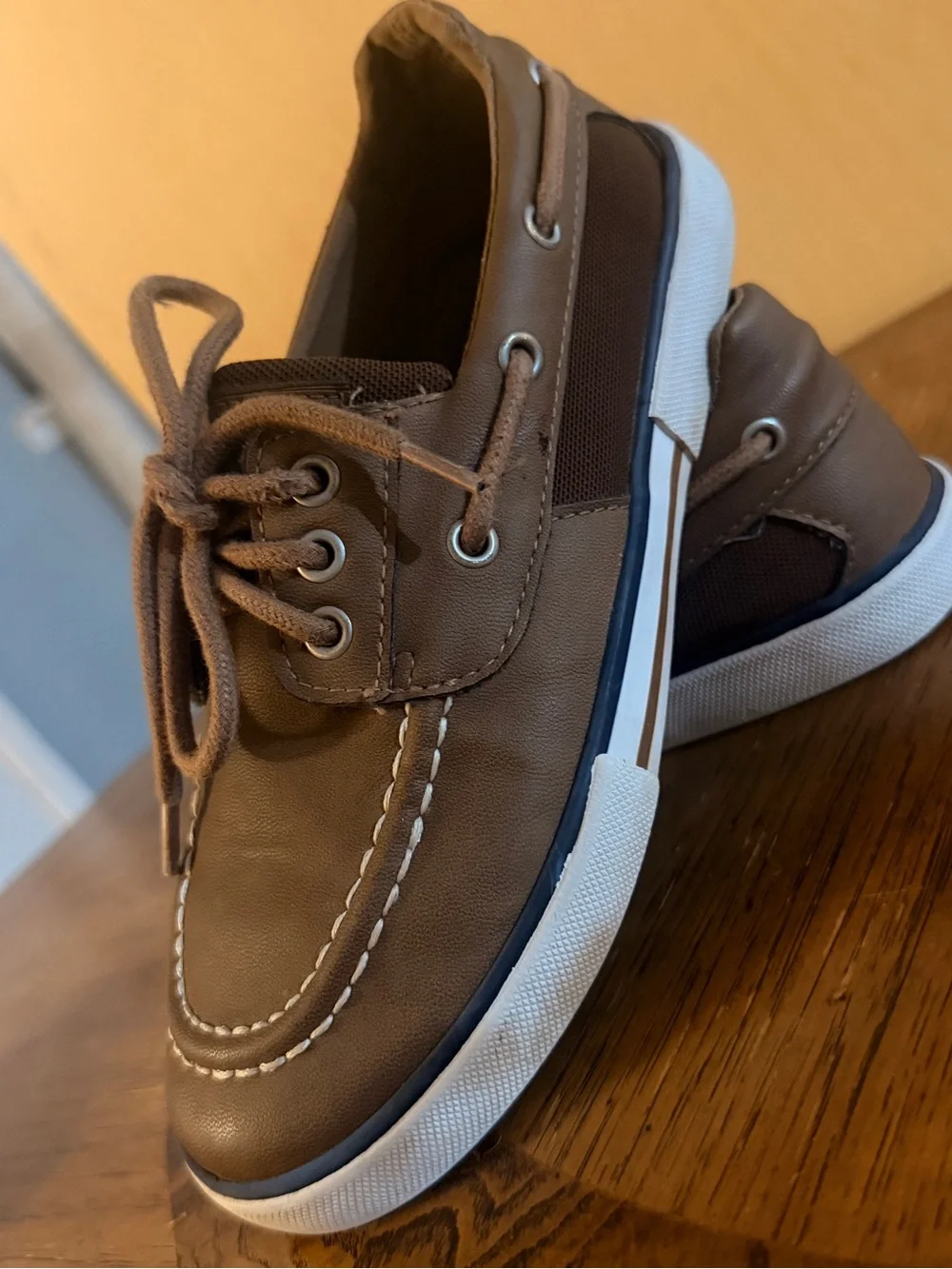 Children's Brown Lace-Up Dress Boat Shoes